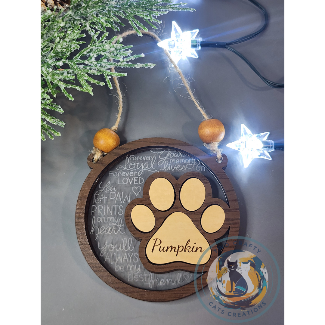Personalized Pet Paw Print Memorial Ornment