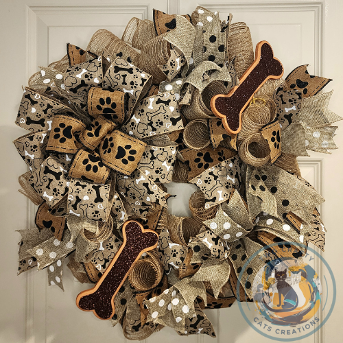 Dog Bones and Paw Prints Wreath