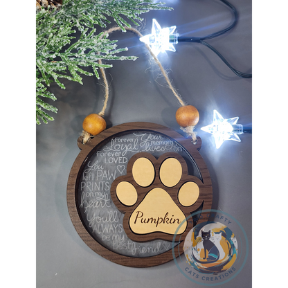 Personalized Pet Paw Print Memorial Ornment